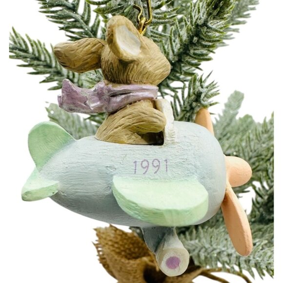 Hallmark Keepsake 1991 Easter Bunny In Airplane Hand-Painted Ornament Vintage - Picture 5 of 9